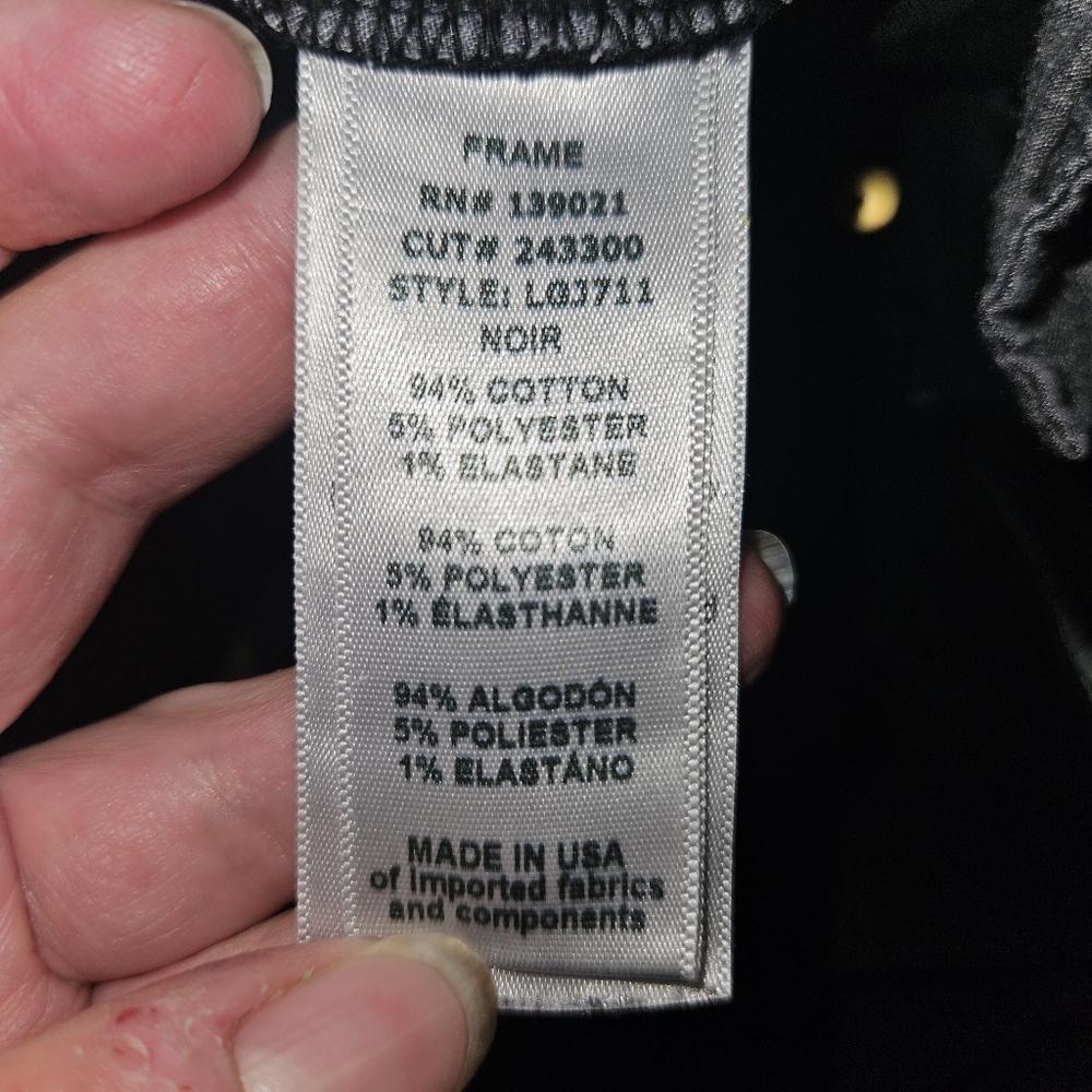 Frame Denim Le Garçon Garcon Boyfriend Black Denim Jeans Size 31 Staple Basic - Picture 4 of 5